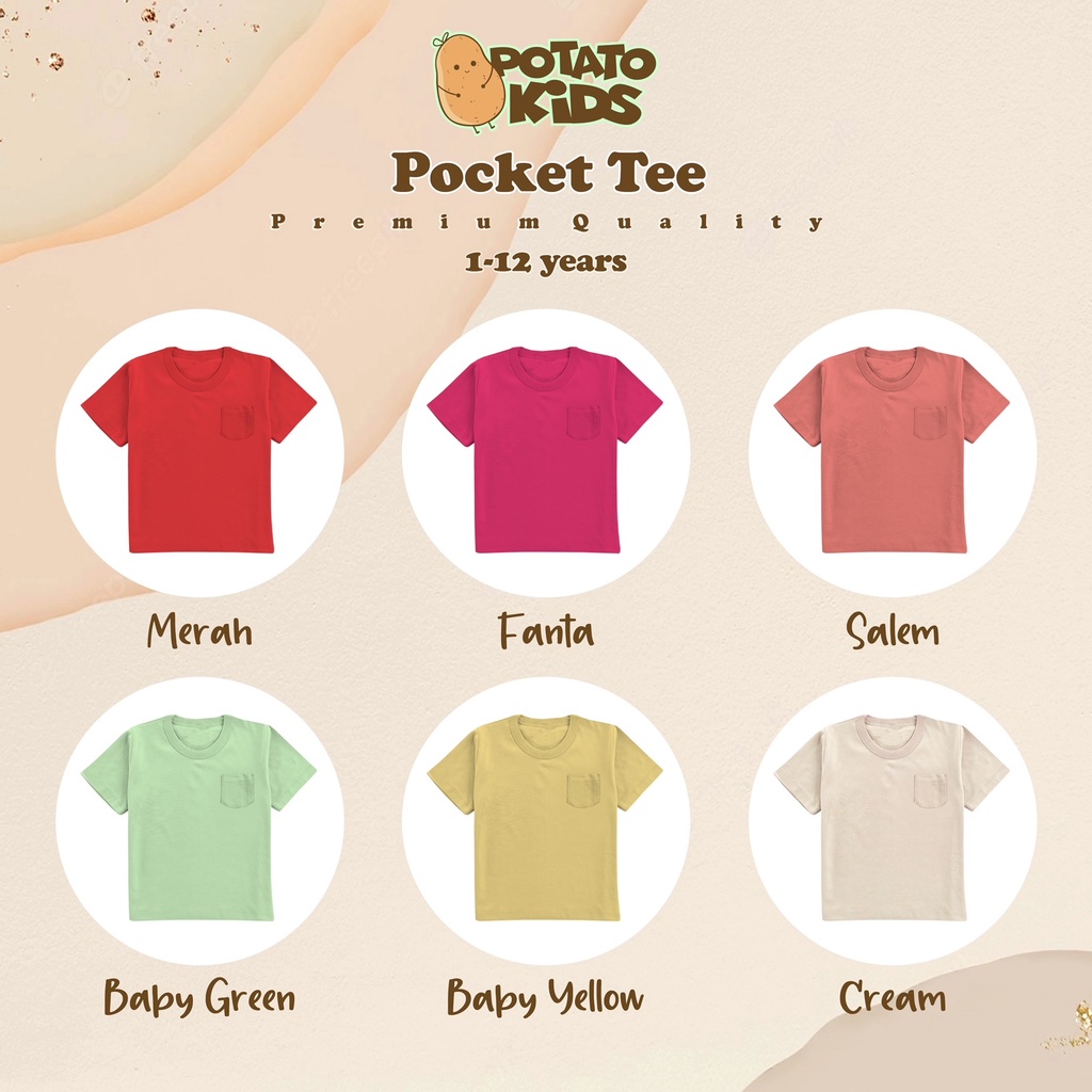 Tshirt anak pocket tee unisex bahan cotton // baju anak pocket lucu // kaos anak pocket tee unisex