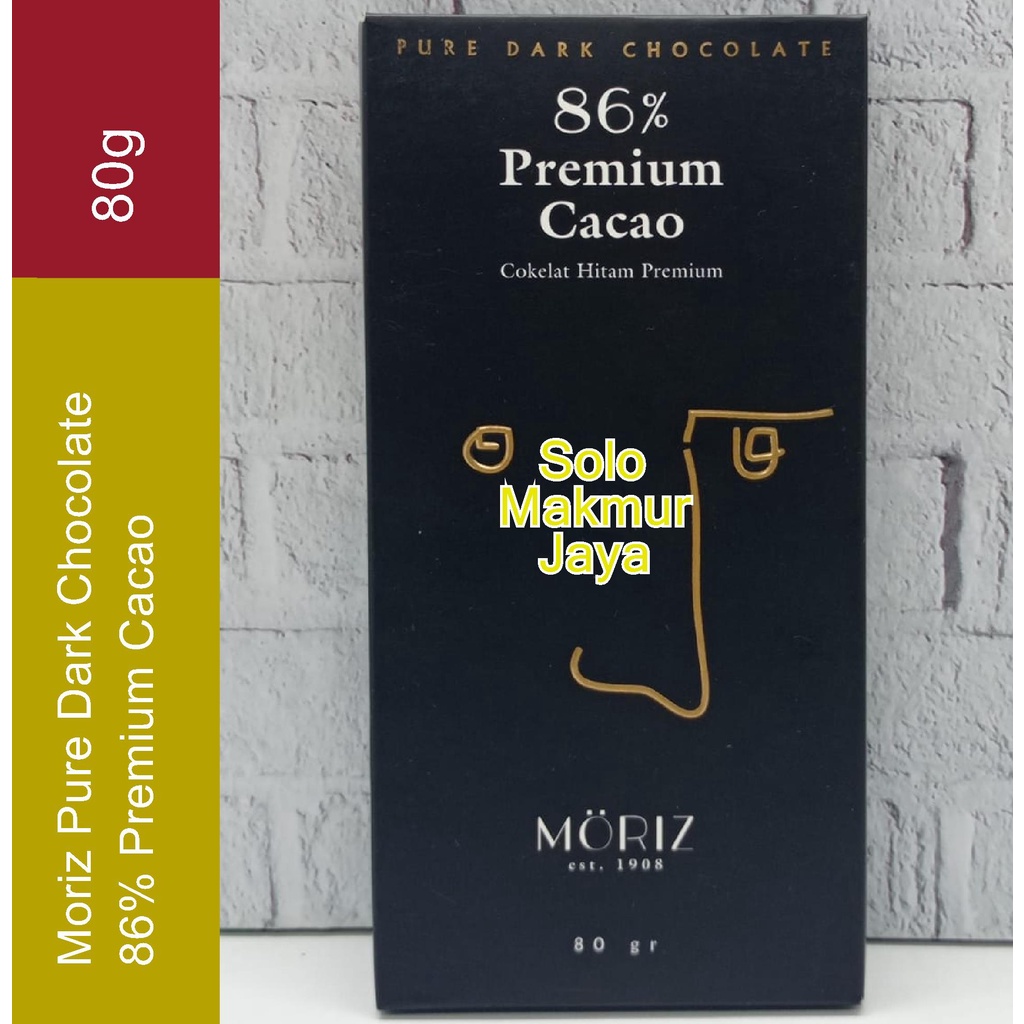 100% Guaranteed Real Vel Moriz Premium Cacao 86%Pure Dark Chocolate / Cokelat Hitam Premium 80g