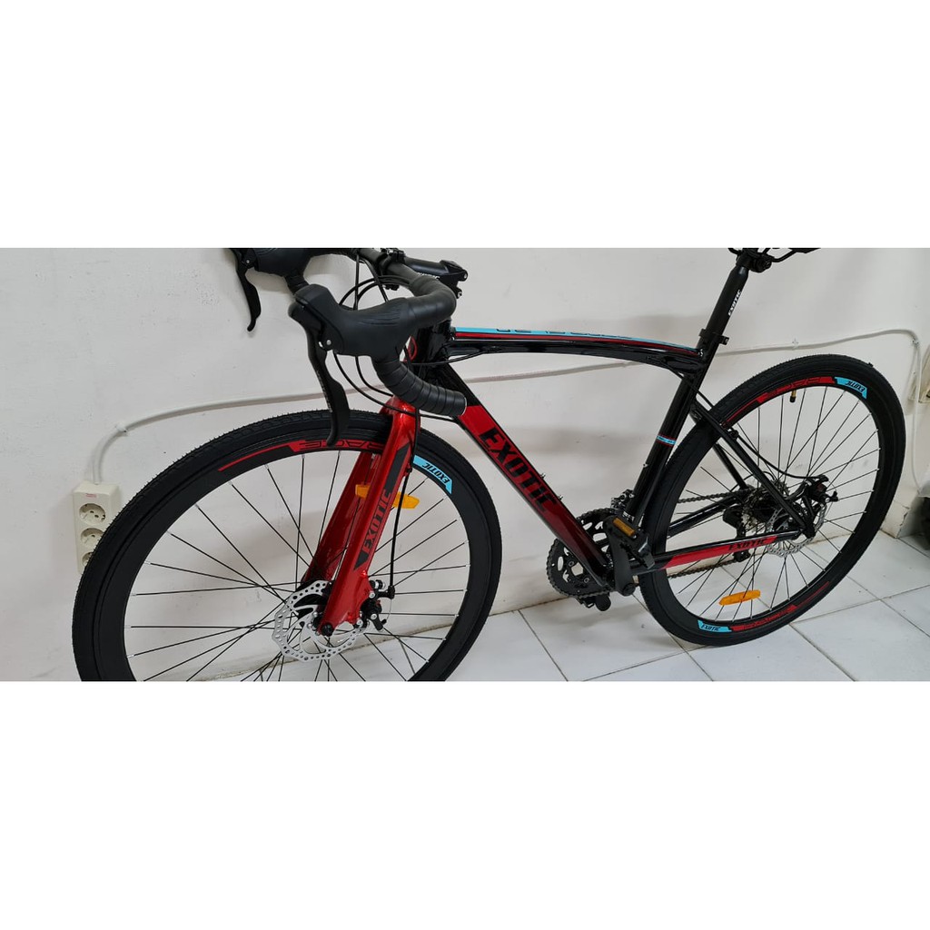 SEPEDA BALAP EXOTIC BY PACIFIC ET 2708 SL 2.0 ALLOY MECHANICAL DISC BRAKE 8 SPEED ROAD BIKE