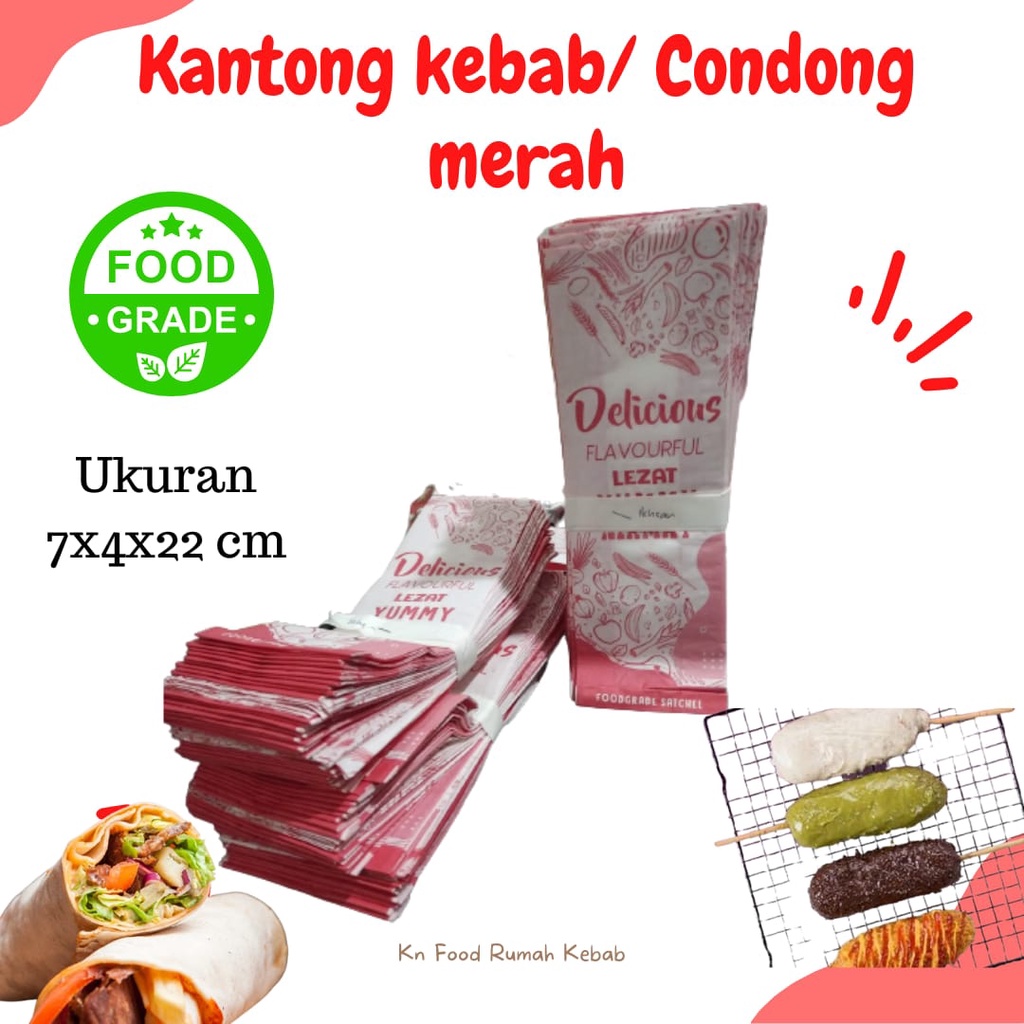 

Kantong Kebab Ekonomis foodgrade – Merah hijau bahan kertas greaseproof 50lembar