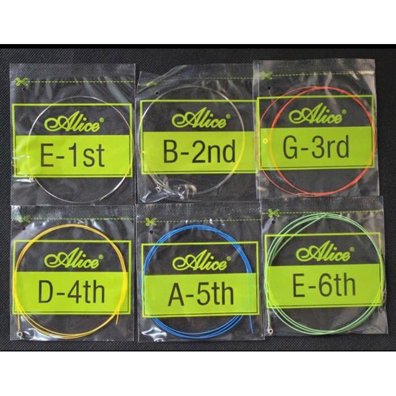 Senar Gitar Akustik Klasik Nylon Alice AC107C A407C Pelangi Rainbow Original