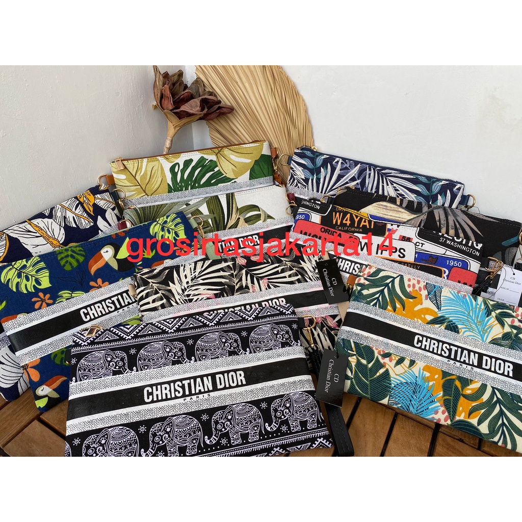 TAS WANITA CLUTCH CRISTIAN BUNGA BAHAN KANVAS / HANDBAG WANITA TERBARU DAN TERMURAH / TAS SELEMPANG WANITA CRISTIAN KANVAS / DOMPET PESTA / TAS JINJING CEWEK