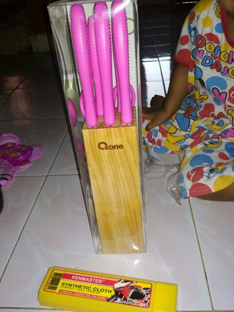 Home-klik Oxone Set Pisau - 6 Buah - Merah Muda Ox-961