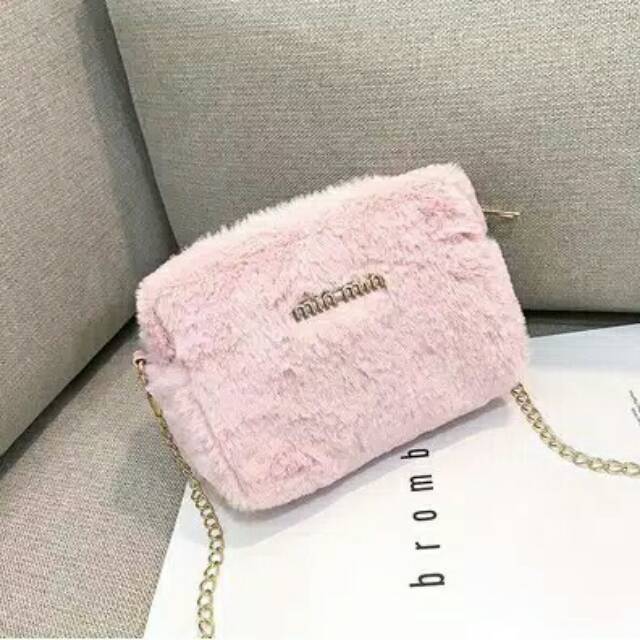 AS Tas import tas selempang wanita lucu bulu michele TasDoctor DD42B MinMin Slingbag Korea  BISA COD