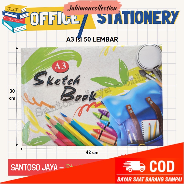 

✨ BISA COD ✨ Sketch Book A3 KIKY - Buku Sketsa 50 Lembar 30x42 cm