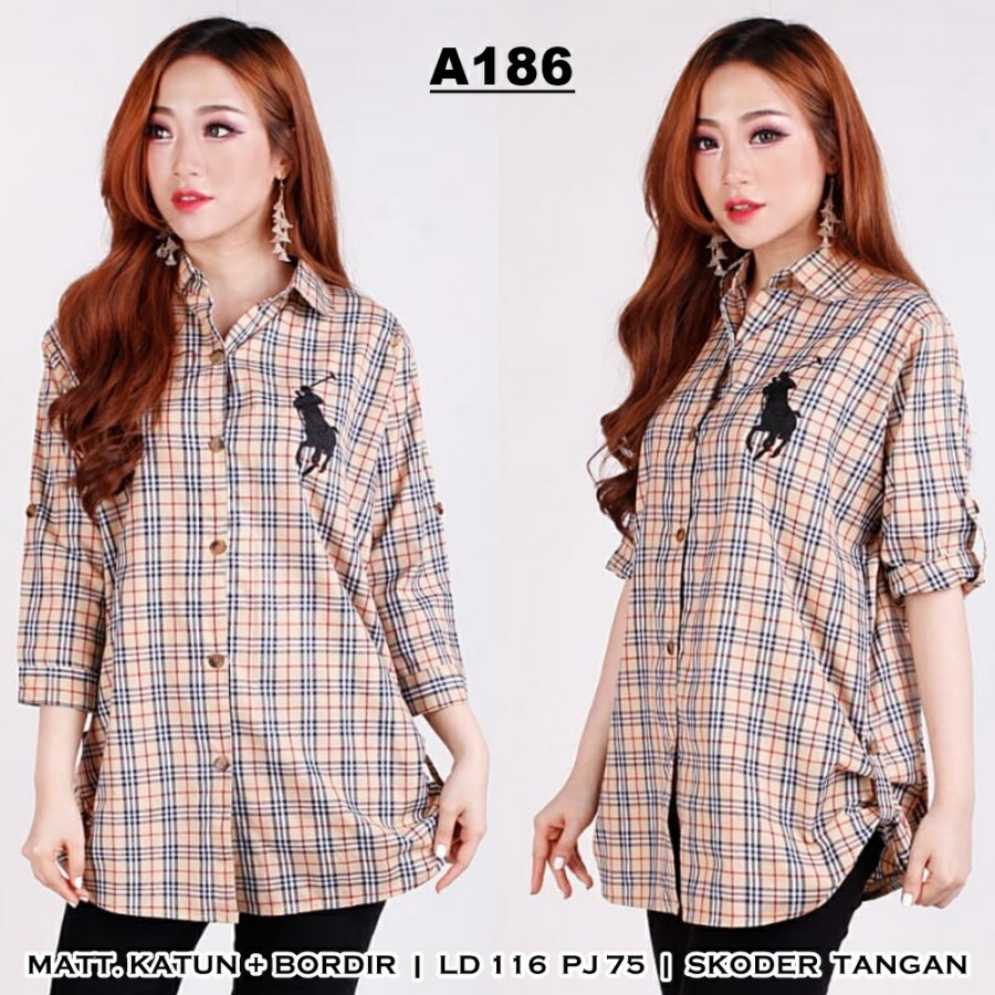 Kemeja Wanita jumbo MURAH Atasan wanita katun kotak kotak  kemeja bigsize terbaru premium baju fashi