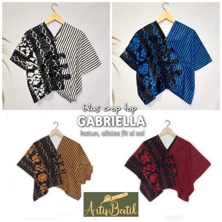 BLUS CROP TOP GABRIELLA BLUS ASIMETRIS BLUS BATIK KONDANGAN KEKINIAN BLUS BATIK CANTIK