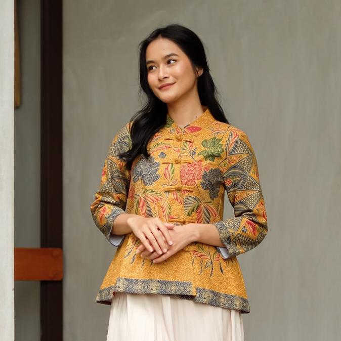 NONA RARA - Vivi Buketan T1239,Baju atasan kerja batik wanita modern