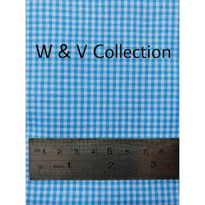 Kain Kotak biru turkish putih 2mm lebar 150cm.