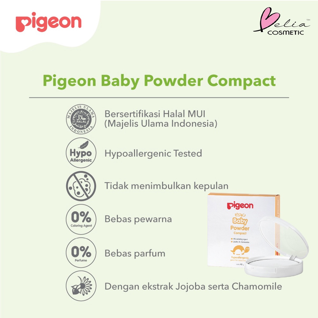❤ BELIA ❤ PIGEON Baby Powder Compact Hypoallergenic | Two Way Cake | Bayi (✔️BPOM)