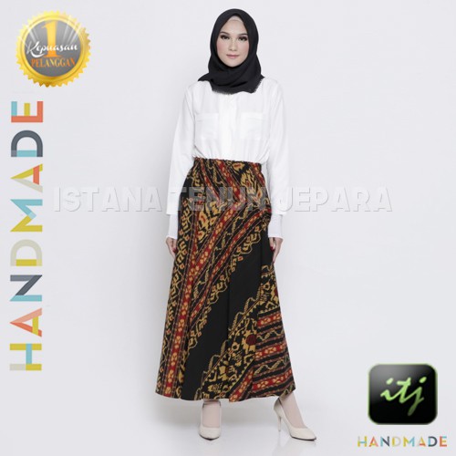Bawahan Muslim Wanita / Rokn Payung / Skirt / Rok Tenun Motif Bunga