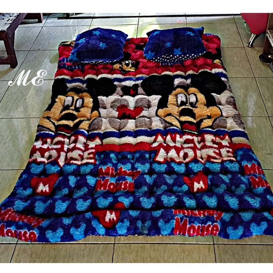 KASUR BULU TEBAL UKURAN 135x175 CM BONUS 2 BANTAL