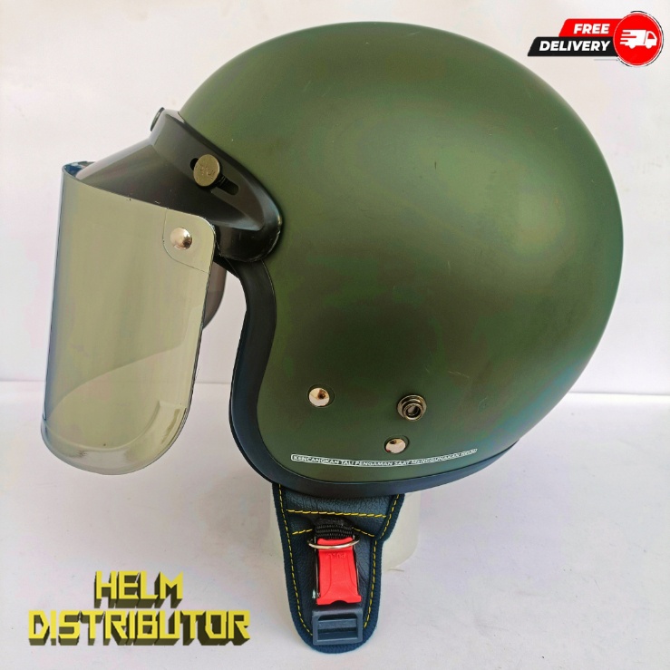 HELM BOGO RETRO DEWASA KUALITAS PREMIUM KACA DATAR FULL LEHER UNTUK PRIA DAN WANITA SNI (COD)