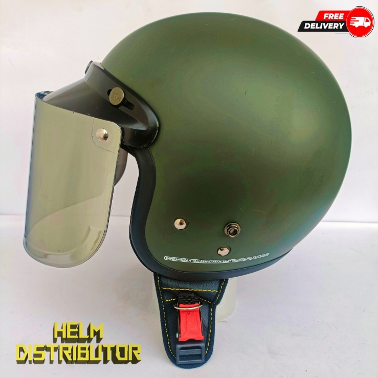 HELM BOGO RETRO KUALITAS PREMIUM KACA DATAR FULL LEHER SNI DEWASA PRIA WANITA (COD)