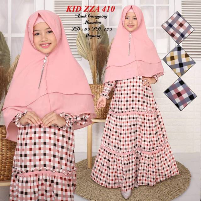 Gamis anak tanggung motif bunga sakura/gamis anak syar'i sakura/gamis anak set khimar 2 layer