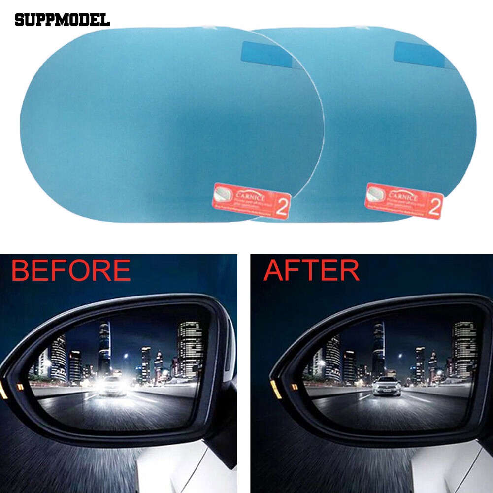 Supmodel 2Pcs Car Anti-Fog Oval Rainproof Waterproof Safety Driving Rearview Mirror Film