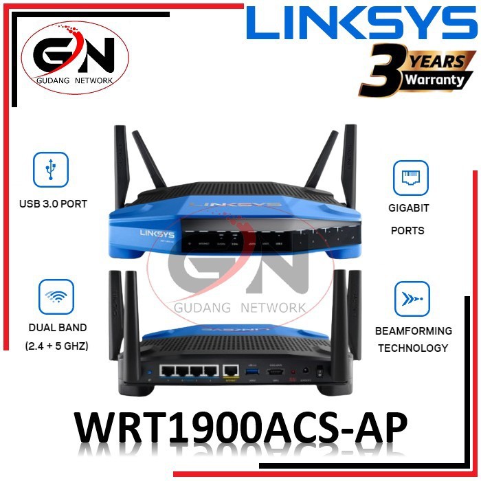 LINKSYS WRT1900ACS DUAL BAND ROUTER / LINKSYS AC1900 / WIFI ROUTER