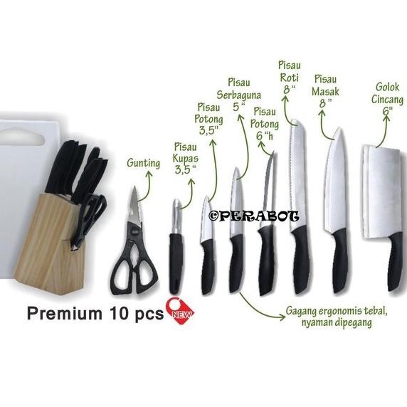 

Pisau Set 10 Pcs Cypruz Pu-0525 Premium Knife Set Adriabilla