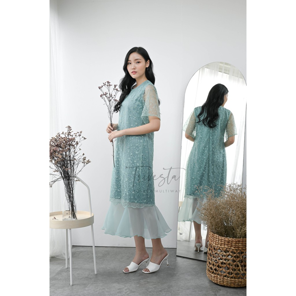 Tyullib Dress/ gaun dress brokat untuk kondangan, bridesmaid, wisuda