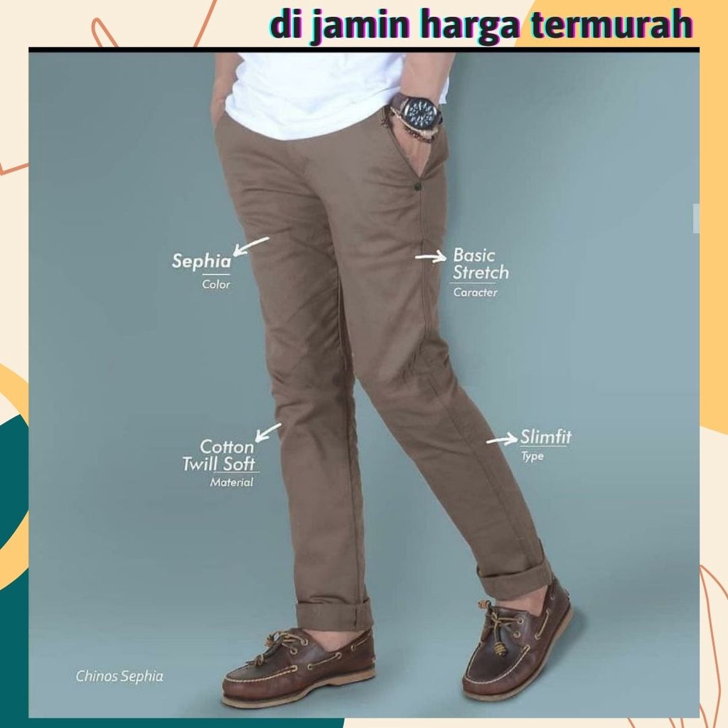 [ COD ] ORIGINAL CELANA CHINO-CHINOS PANJANG PRIA SLIM FIT STRETCH CASUAL-erigo chino pants
