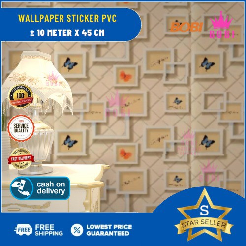 Wallpaper Sticker Motif Kupu2 Kotak 5426  / Wallpaper New 2021 /  Uk.9mx45cm