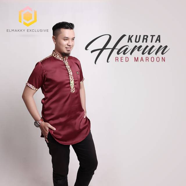 KURTA HARUN RED MAROON BY ELMAKKY EXCLUSIVE  | KURTA GAMIS EL MAKKY EXCLUSIVE