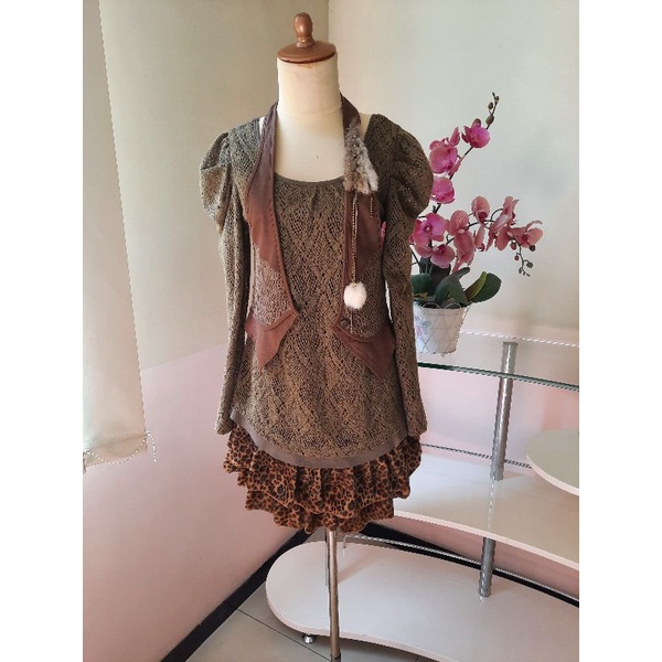 (Baju pl) Dress hijau lumut+luaran
