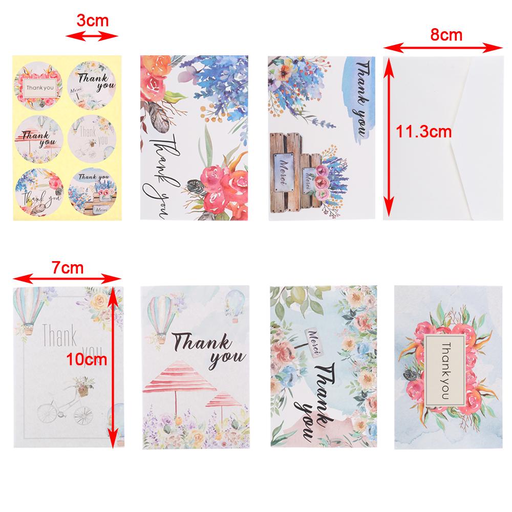 R-flower 6Pcs/Pack &quot;Terima Kasih&quot; Kartu Party Cardstock 4x6inch Paket Sisipan Puji Label Online Ecer Navy Blue Watercolor Kagumi Kartu