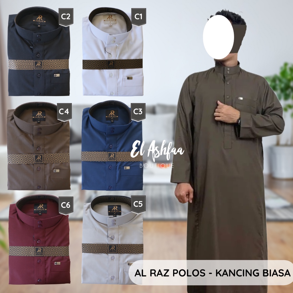 Jubah Saudi |  Gamis Pria | Al Raz Polos Non Manset Kerah Biasa - El Ashfaa Boutique