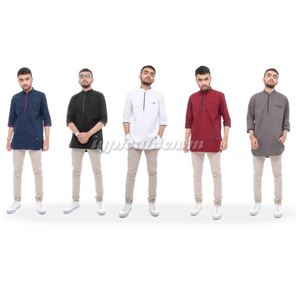 kurta pakistan baju muslim pria koko gaul zehan typical denim premium