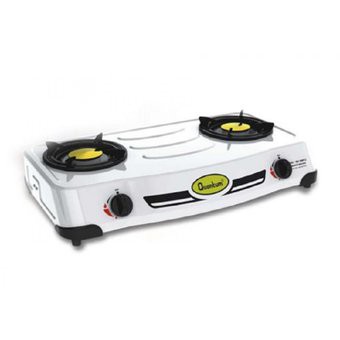 QUANTUM QGC-201 DMPC. Kompor Gas 2 Tungku Burner Kuningan Tebal. Baru Bergaransi Resmi