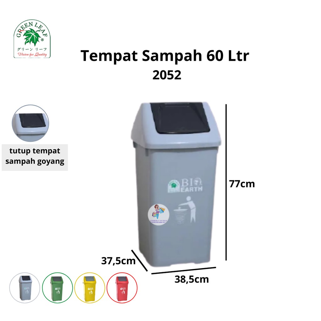 Tempat Sampah BIO Injak 60 Liter 2052 Green Leaf