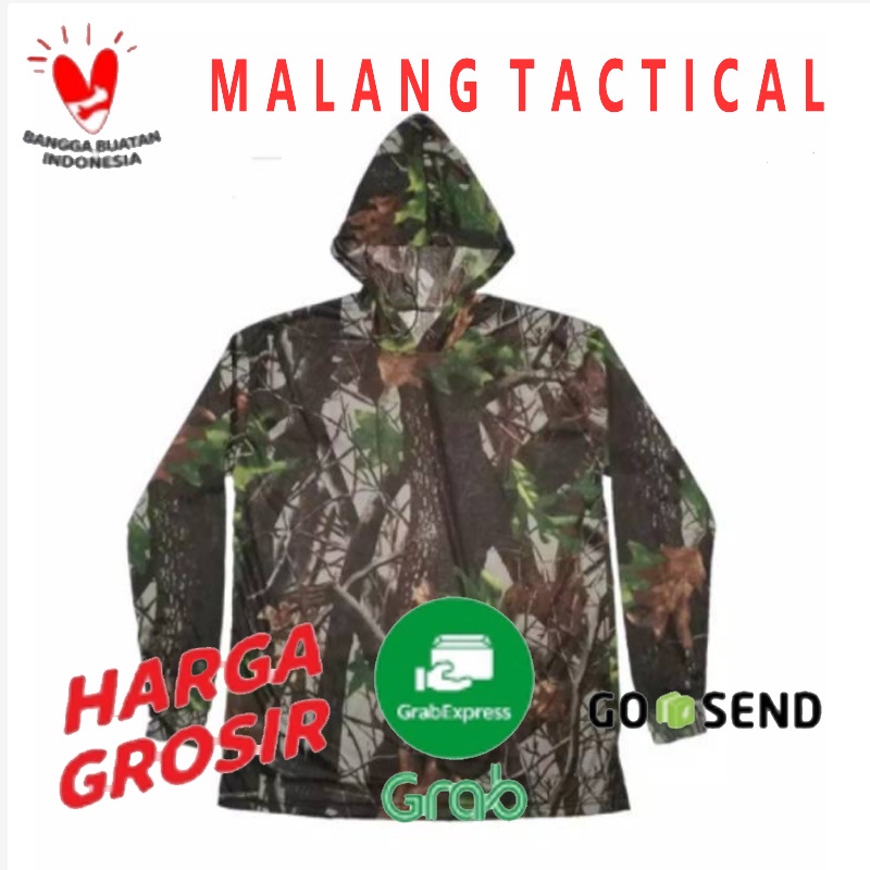 KAOS HOODIE CAMO PANJANG HODIE KAMUFLASE PERBAKIN ~Hodie PE SINGLE