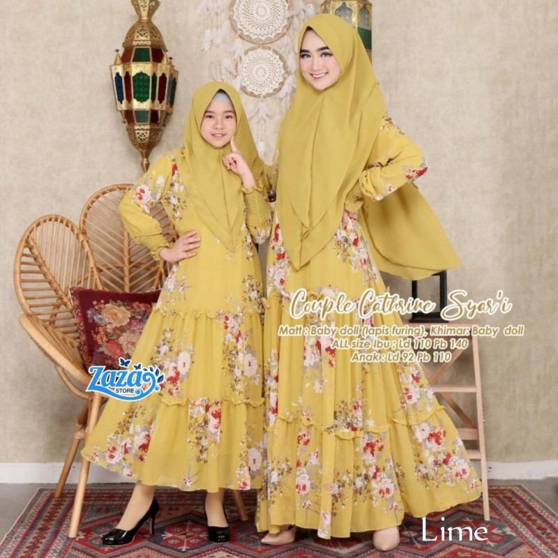 Couple ibu dan anak couple gamis syari ibu anak usia 8 9 10 11 tahun Couple Cathrine Syari