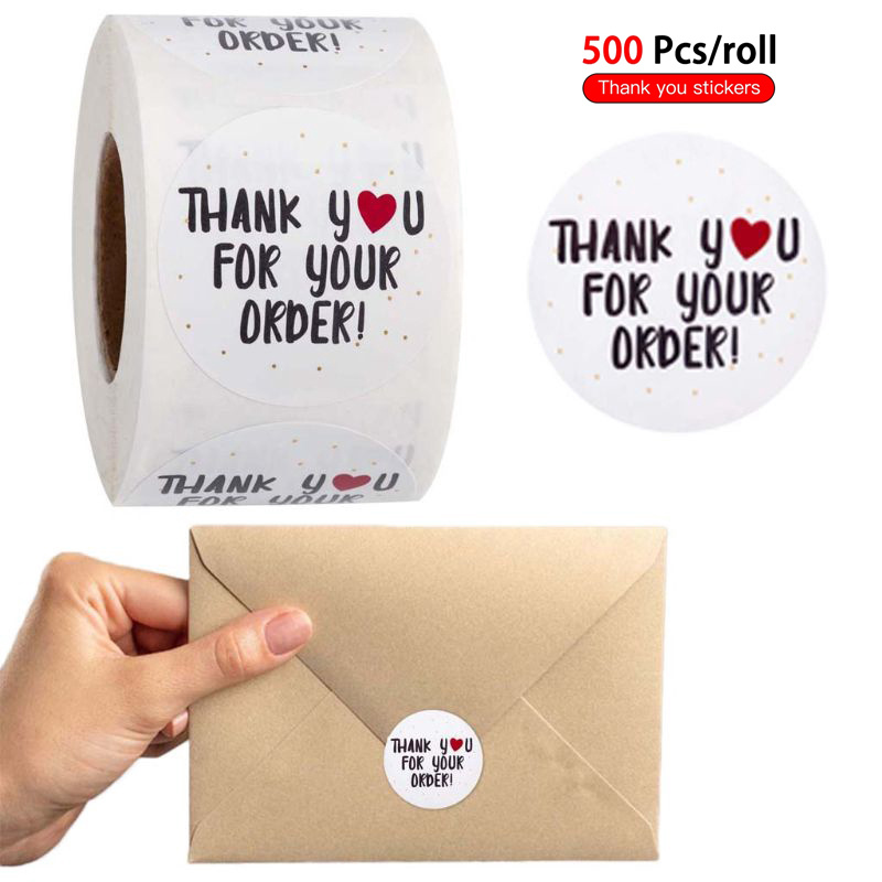 500 Stickers/Roll &quot;Thank You for Your Order&quot; Stickers/ Envelope Thank You Stationery Sticker Stickers/ Packaging Seal Round Labels/ Stores Gift Sealing Sticker