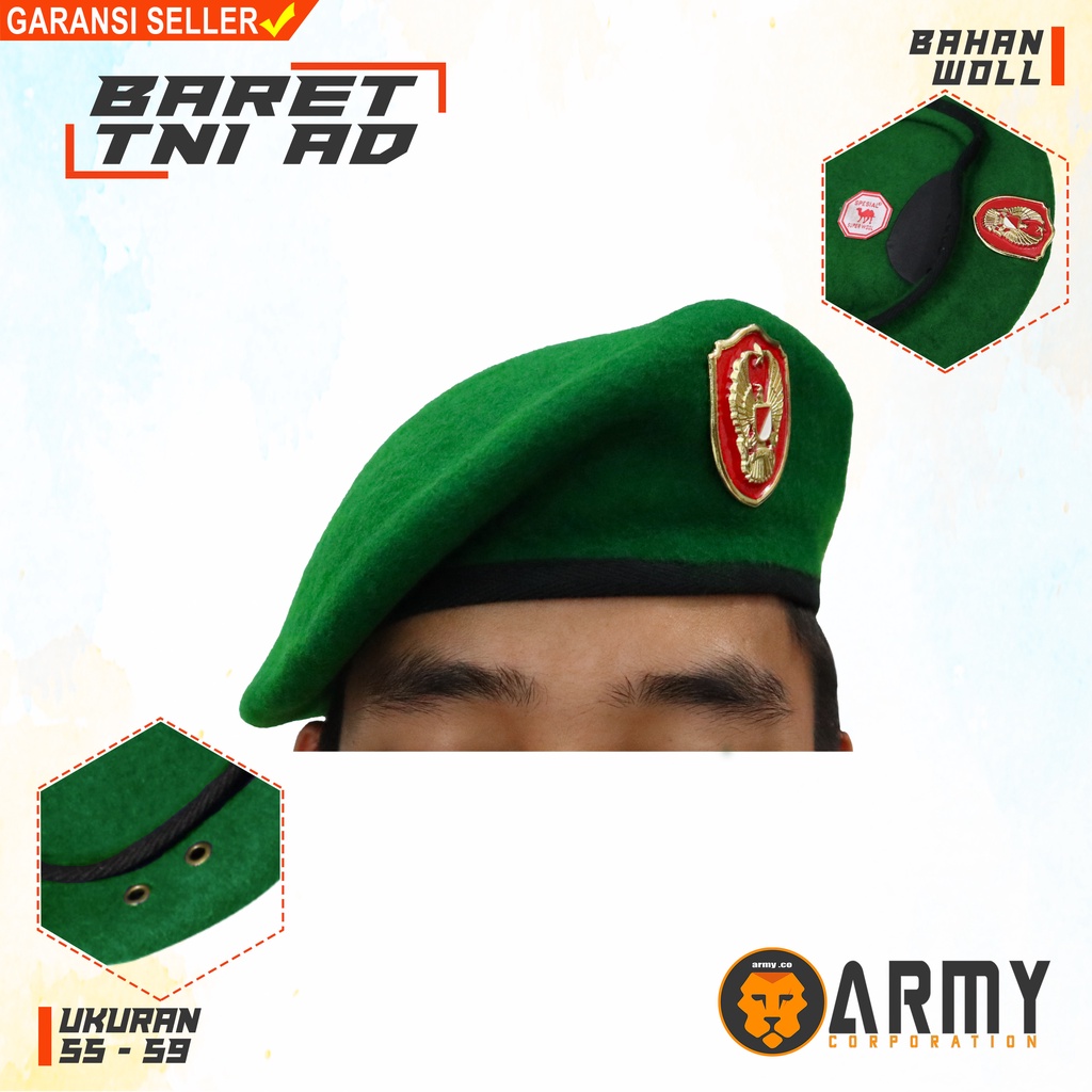 baret TNI AD SUAD + emblem merk camel