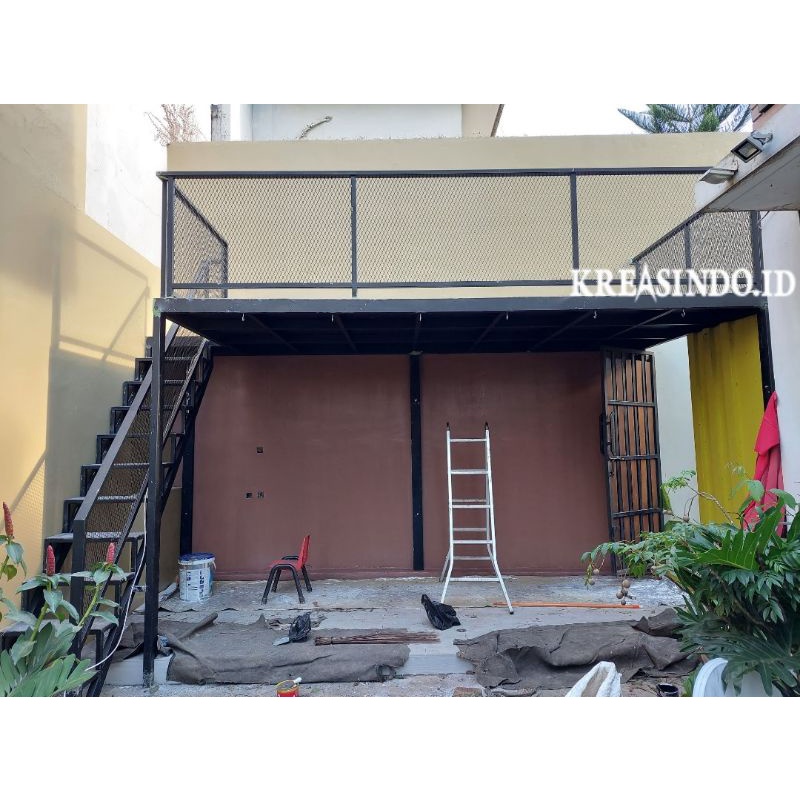 mezanine besi outdoor lantai kalsifloor railing balkon