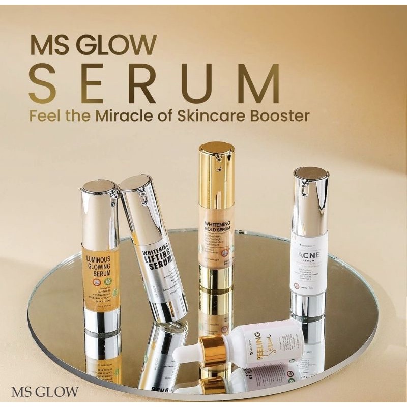 SERUM WAJAH MS GLOW WHITENING GOLD SERUM | PEELING SERUM | LIFTING SERUM | ACNE SEEUM | LUMINOUS | E