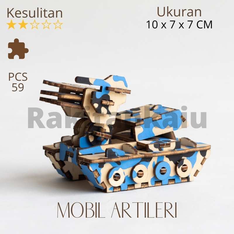 Puzzle Edukasi Rakitan Kaiu model mobil artileri