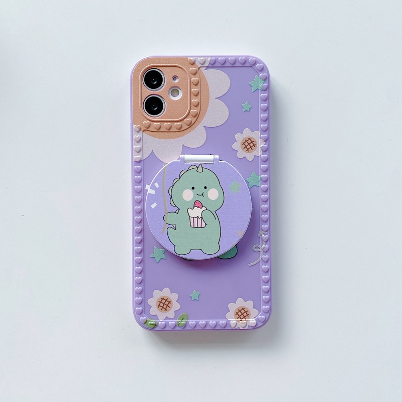 Cute Dinosaur Mirror Soft Case OPPO A9 A5 A31 A53 A33 2020 A83 A3S C1 A7 A5S A12 A11K F9 A52 A92 A57 A39 A15 A15S A16 A54 A74 VIVO Y91 Y93 Y95 Y91C Y11 Y12i Y12 Y15 Y17 Y19 S1 Pro Y83 Y81 Y50 Y30 Y30i Y20 Y20S Y12S-#1