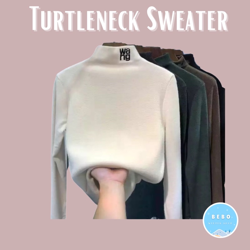 Turtleneck Sweater Wanita Halus Lembut Hangat Manset Adem Super nyaman