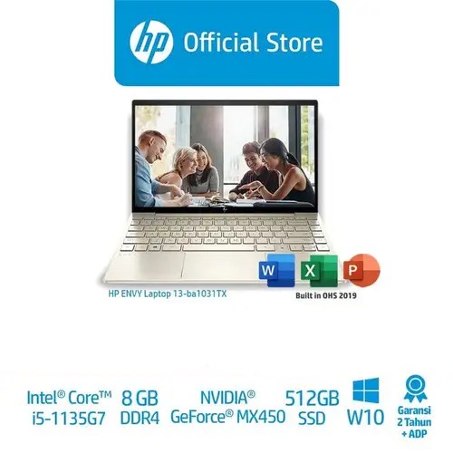 HP ENVY 13-ba1031TX Core i5-1135G7/8GB/512GB SSD/VGA 2GB/13,3″ Touch/Win 10 Home+OHS 2019