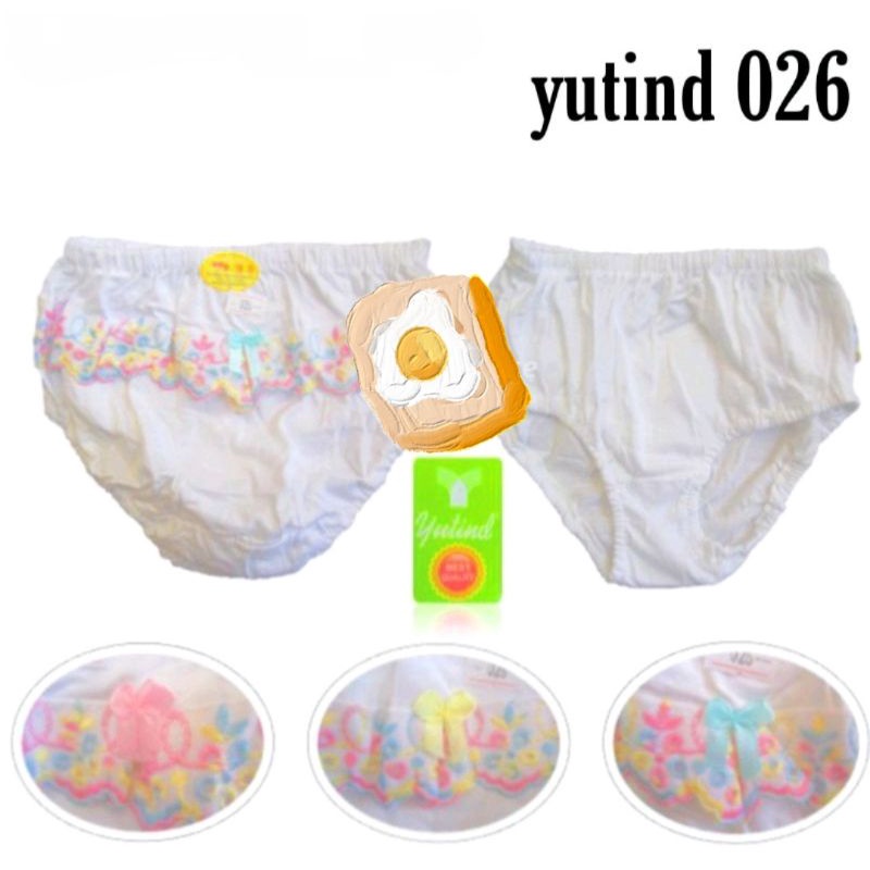 3pc_CD anak perempuan YUTIND 026 PUTIH  RENDA / CD YUTIND RENDA / CELANA DALAM YUTIND ANAK RENDA