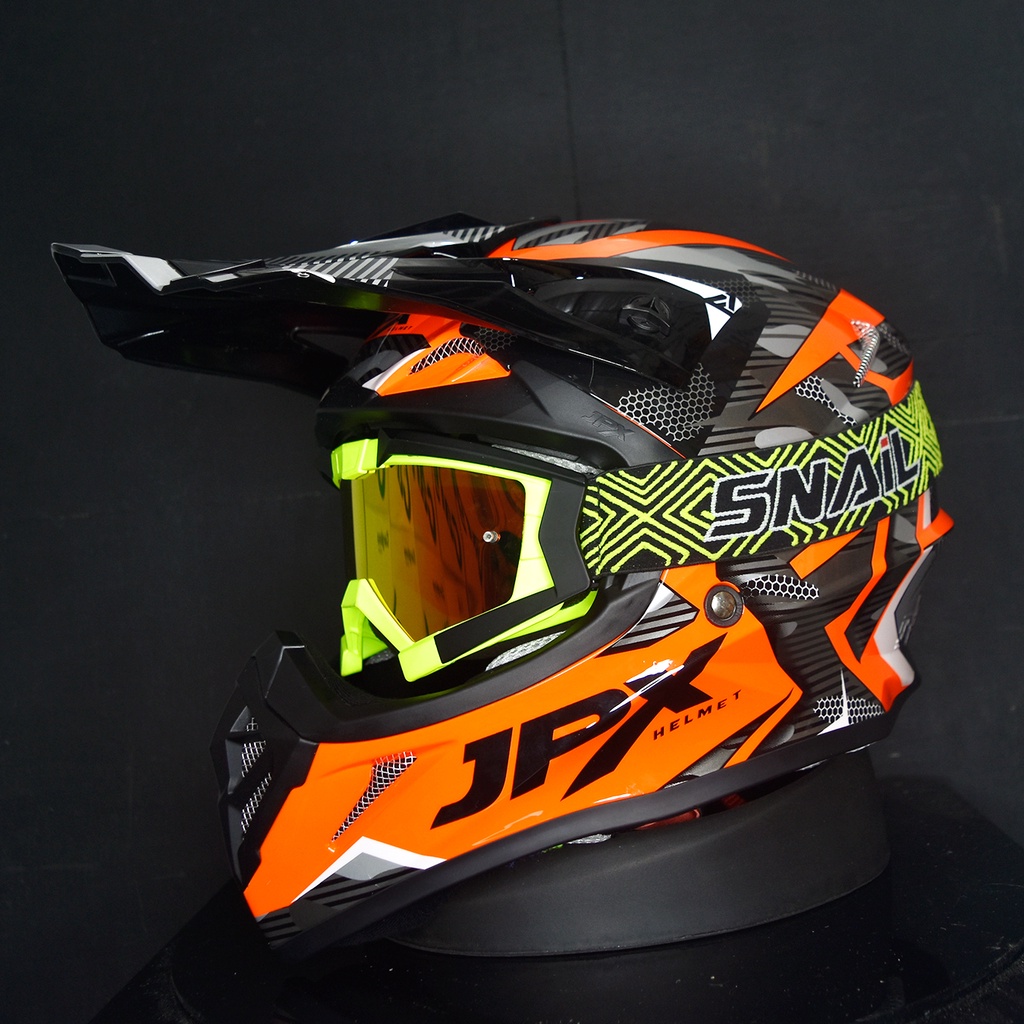 HELM JPX CROSS_FOX1 X35 - FLUO RED GLOSY  PAKET GANTENG GOOGLE SNAIL HELM JPX KLX ORIGINAL HELMET MOTO TRAIL SUPERMOTO HELM FULL FACE MOTO CROSS TERBAIK-MX30 STABILLO/RED