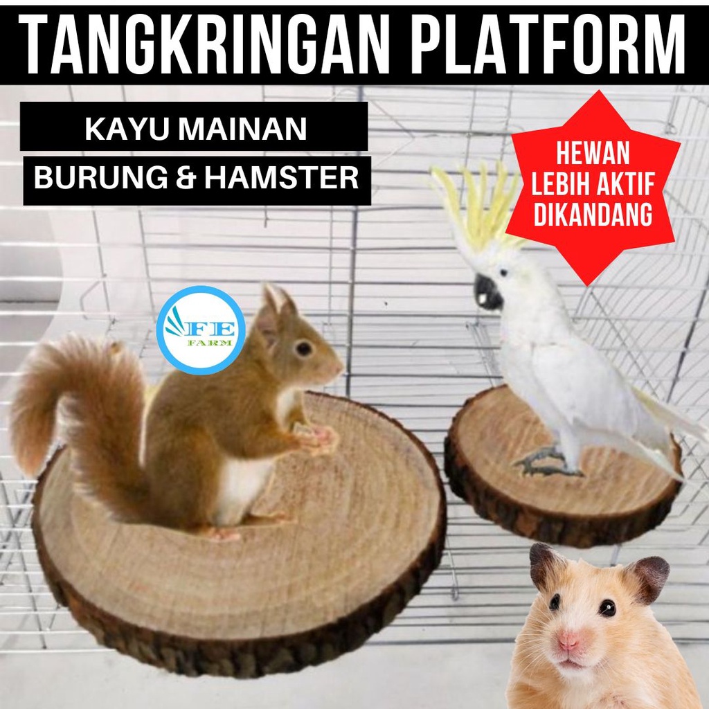 Tangkringan Natural Kayu Tempel Bulat FEFARM