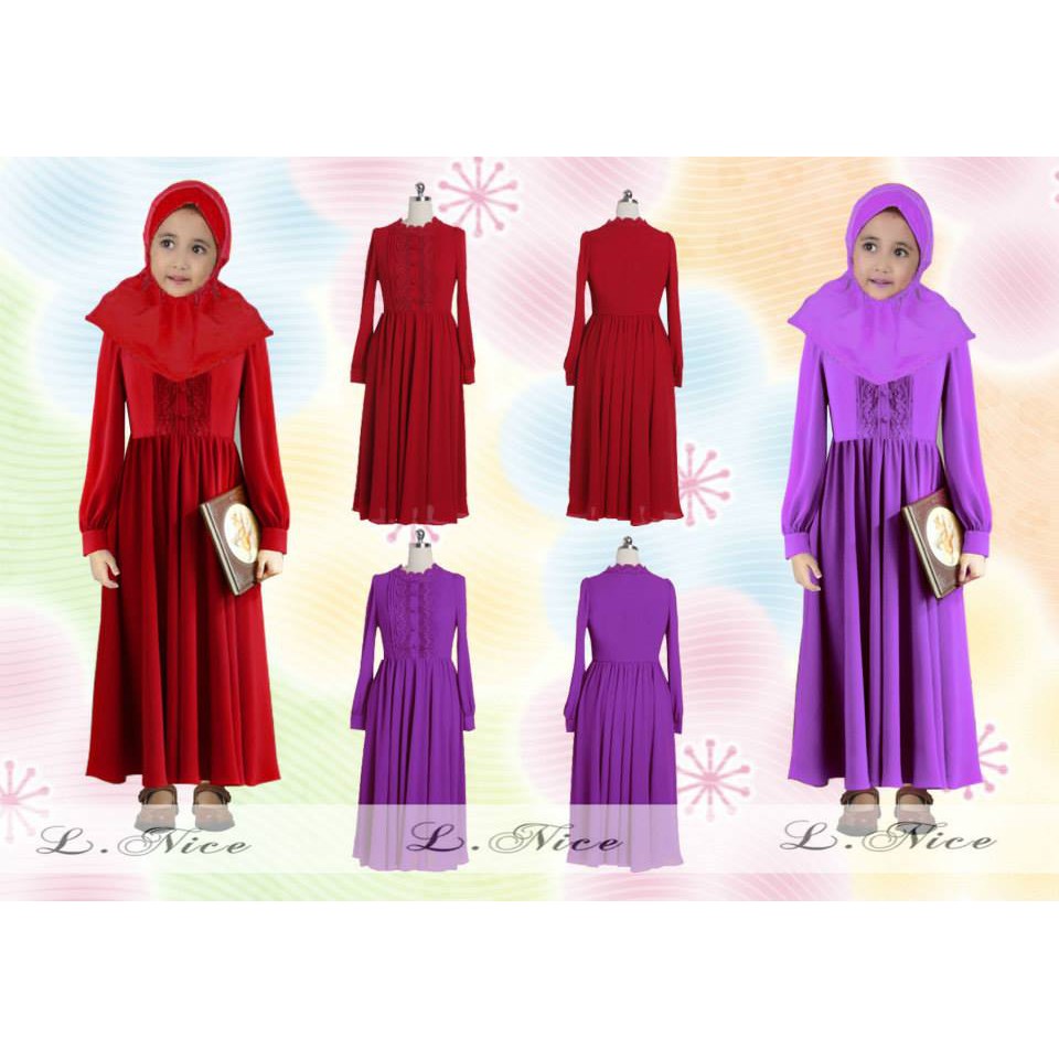 Glorykidz 1Pc Baju Gamis anak Pakaian Muslim anak Baju Dress Mengaji anak 1-5 TAHUN