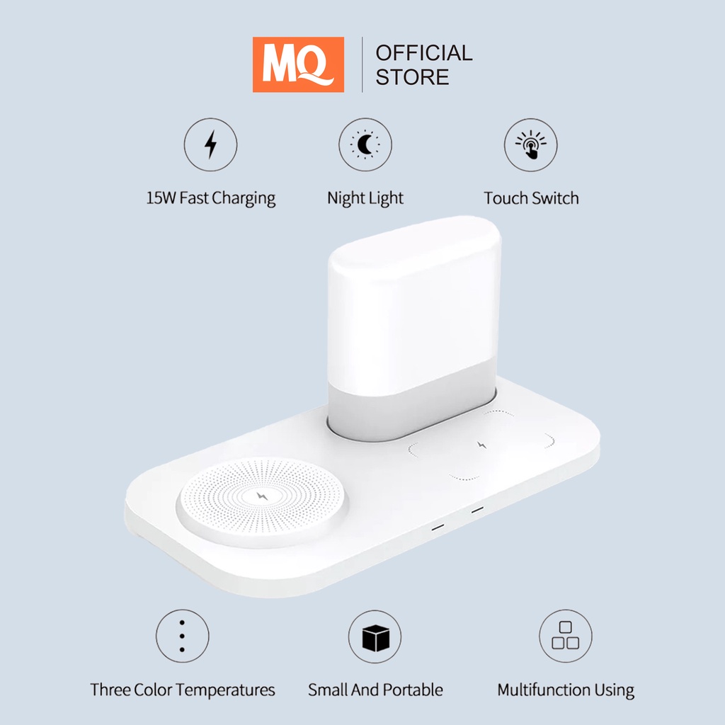 MQ Wireless Charging Night Light 2 in 1 Fast Charging For Universal Smartphone Multifungsi