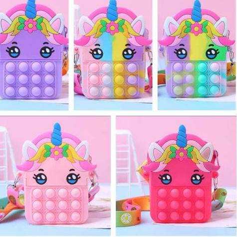【ORI】 Tas Anak Unicorn Pop It Tas Silicon Jelly Unicorn Viral grosir