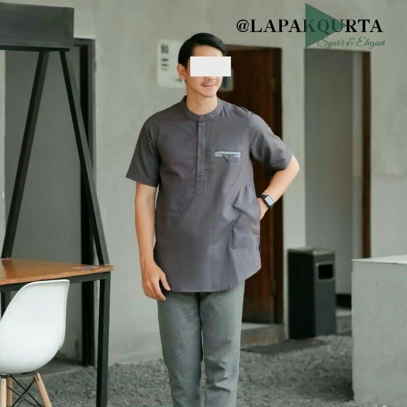 KEMKO PRIA LENGAN PENDEK BAJU KURTA PRIA BAJU MUSLIM MODERN PRIA WARNA PINK ABU TUA MUDA TAN NAVY M