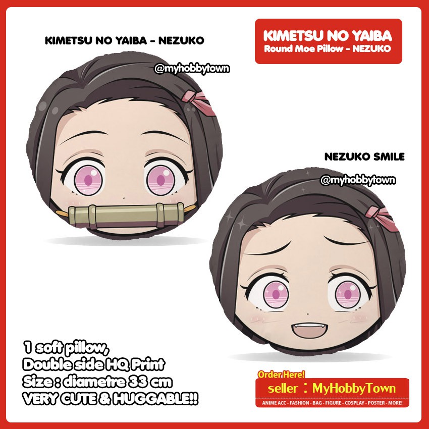 Bantal Bulat Kimetsu no Yaiba : Nezuko Plush Doll - Round Plushie cushion